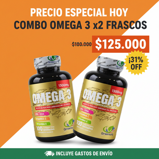 COMBO Omega 3 1300mg Softgels x 2 Frascos – EPA, DHA,  | INVIMA
