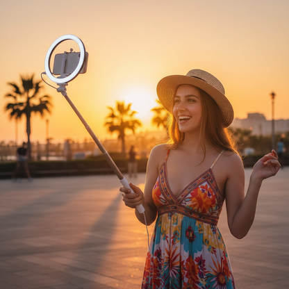 Selfie stick atardecer